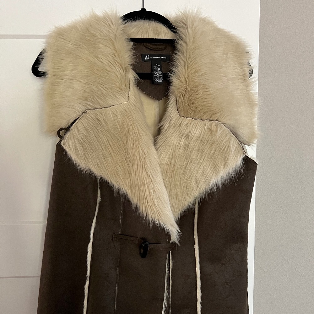 INC international Concepts Faux Suede and Faux Fur Vest